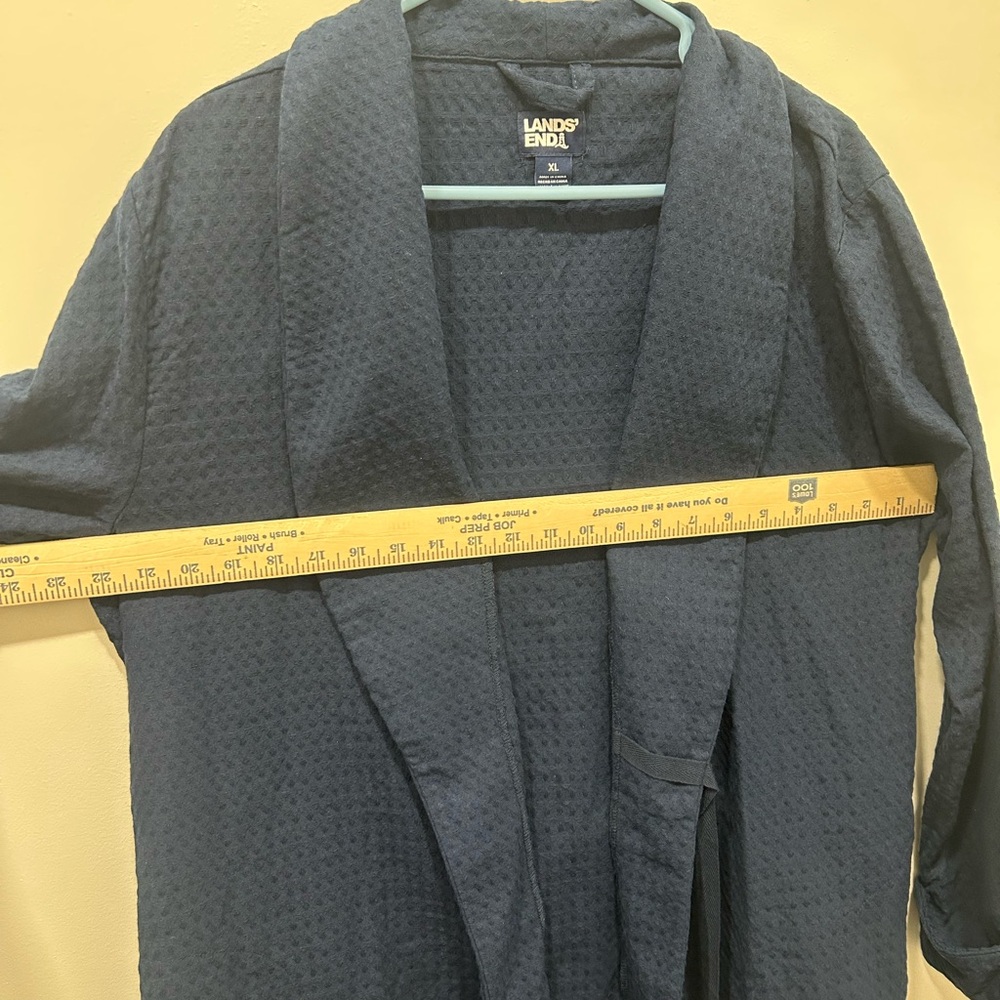 Land’s End Robe Women's XL Navy Waffle Resort Mid-Length Tie Front - Picture 4 of 8